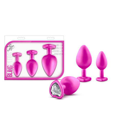 Blush Luxe 3-Piece Bling Plug Training Kit with White Gem Base Pink - Not Very Vanilla