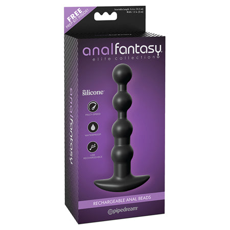 Pipedream Anal Fantasy Elite Collection Rechargeable Anal Beads Silicone Plug Black - Not Very Vanilla