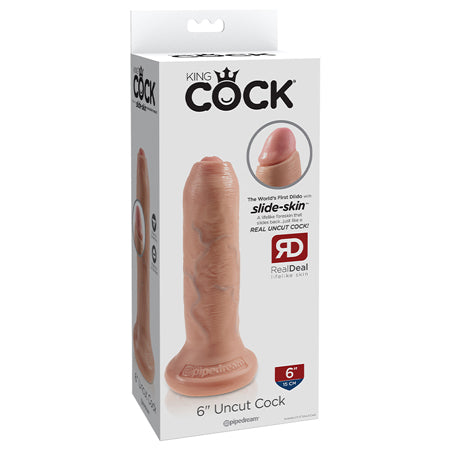 Pipedream King Cock 6 in. Uncut Cock Realistic Dildo With Moveable Foreskin & Suction Cup Beige - Not Very Vanilla