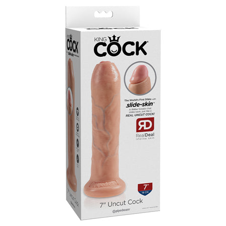 Pipedream King Cock 7 in. Uncut Cock Realistic Dildo With Moveable Foreskin & Suction Cup Beige - Not Very Vanilla