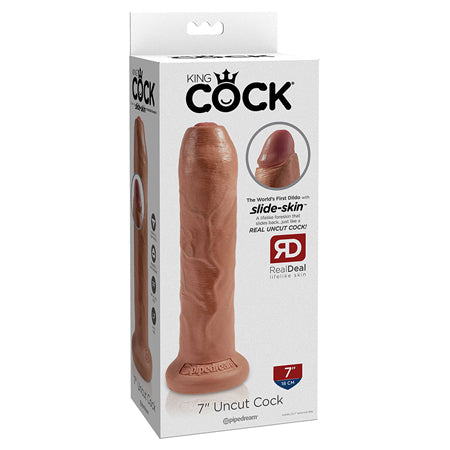 Pipedream King Cock 7 in. Uncut Cock Realistic Dildo With Moveable Foreskin & Suction Cup Tan - Not Very Vanilla