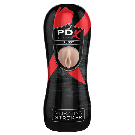 PDX Elite Vibrating Stroker Pussy Beige/Black - Not Very Vanilla