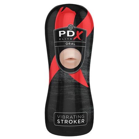 PDX Elite Vibrating Stroker Oral Beige/Black - Not Very Vanilla