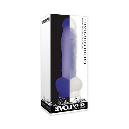 Evolved Luminous Poseable Glow in the Dark 8 in. Dildo With Balls Clear/Purple - Not Very Vanilla