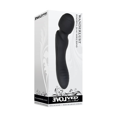 Evolved Wanderlust Rechargeable Dual-Ended Silicone Wand Vibrator Black - Not Very Vanilla