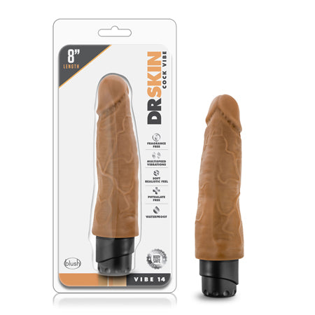 Blush Dr. Skin Vibe 14 Realistic 8 in. Vibrating Dildo Tan - Not Very Vanilla