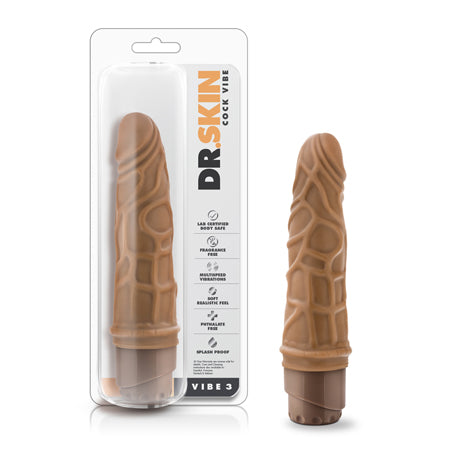 Blush Dr. Skin Vibe 3 Realistic 7.25 in. Vibrating Dildo Tan - Not Very Vanilla