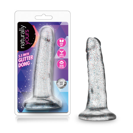 Blush Naturally Yours 5.5 in. Glitter Dong Realistic Dildo with Suction Cup Sparkling Clear - Not Very Vanilla