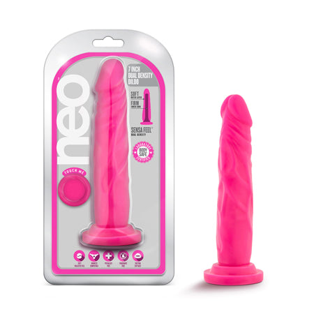 Blush Neo 7.5 in. Dual Density Dildo with Suction Cup Neon Pink - Not Very Vanilla