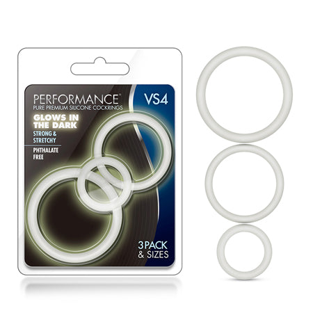 Blush Performance VS4 Pure Premium Silicone Cockrings 3-Pack Set White - Not Very Vanilla