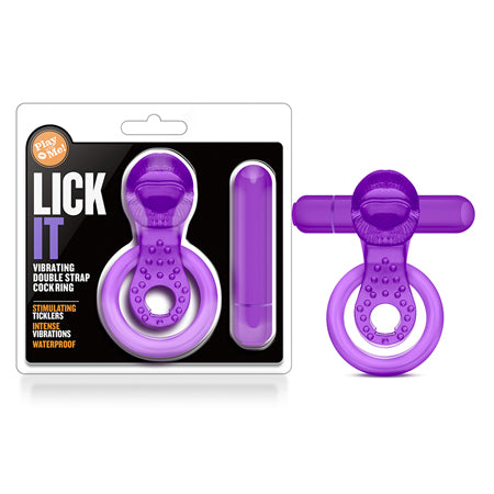 Blush Play with Me Lick It Vibrating Double Strap Cockring Purple - Not Very Vanilla