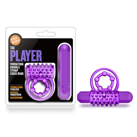 Blush Play with Me The Player Vibrating Double Strap Cockring Purple - Not Very Vanilla