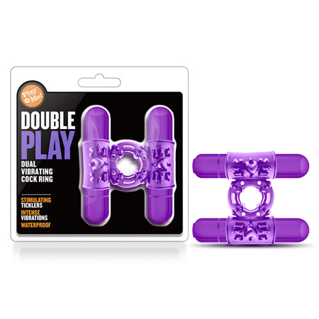 Blush Play with Me Double Play Dual Vibrating Cockring Purple - Not Very Vanilla