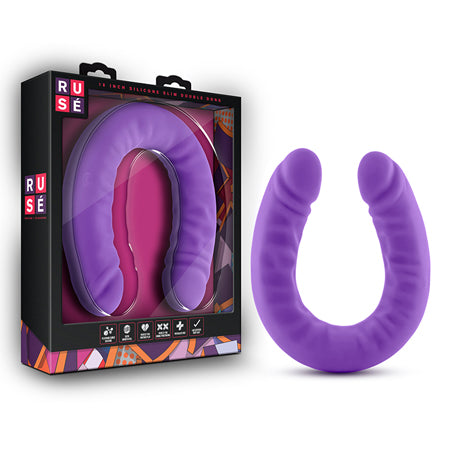 Blush Ruse Realistic 18 in. Silicone Slim Double Dong Dual Ended Dildo Purple - Not Very Vanilla