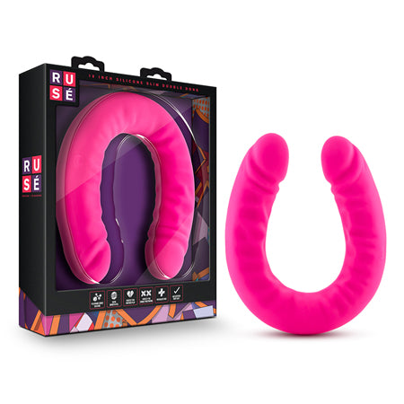 Blush Ruse Realistic 18 in. Silicone Slim Double Dong Dual Ended Dildo Hot Pink - Not Very Vanilla