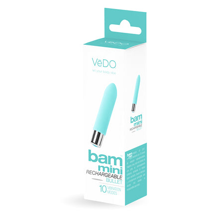 VeDO Bam Mini Rechargeable Bullet Vibe - Tease Me Turquoise - Not Very Vanilla