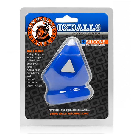 OxBalls TRI-SQUEEZE cocksling/ballstretcher, COBALT ICE - Not Very Vanilla