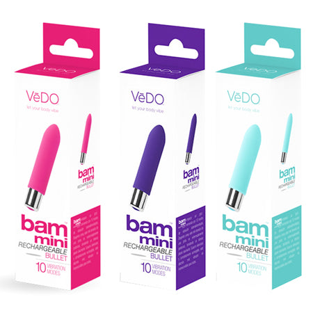 VeDO Bam Mini Rechargeable Bullet Vibe - 12 Pc Assort Display - Not Very Vanilla