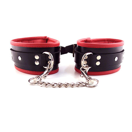 Rouge Padded Ankle Cuff Black/Red - Not Very Vanilla