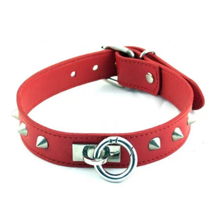 Rouge O Ring Studded Collar Red - Not Very Vanilla