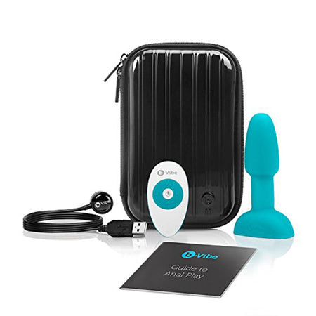 b-Vibe Rimming Petite Rotating and Vibrating Remote Control Plug Teal - Not Very Vanilla