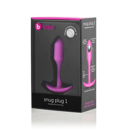 b-Vibe Snug Plug 1 Weighted Silicone Anal Plug Fuchsia - Not Very Vanilla