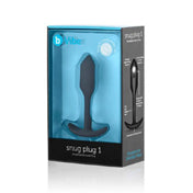 b-Vibe Snug Plug 1 Weighted Silicone Anal Plug Black - Not Very Vanilla