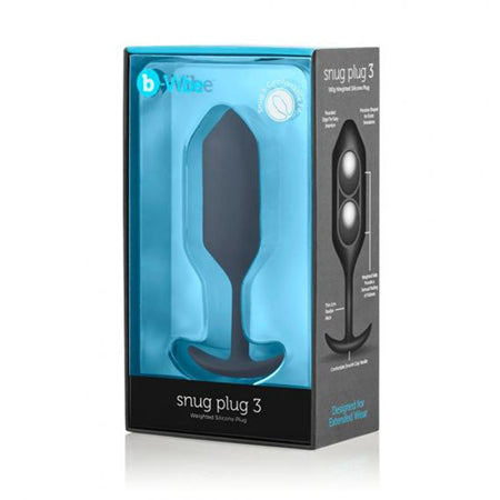 b-Vibe Snug Plug 3 Weighted Silicone Anal Plug Black - Not Very Vanilla