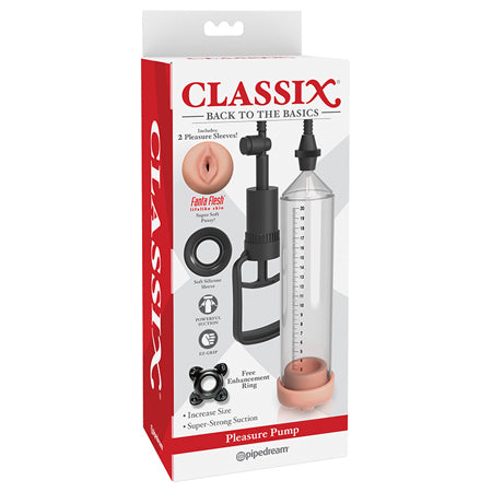 Pipedream Classix Pleasure Pump With Interchangeable Sleeves Clear/Beige/Black - Not Very Vanilla