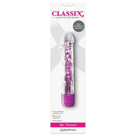 Pipedream Classix Mr. Twister 6.5 in. Vibrator and Sleeve Set Pink - Not Very Vanilla