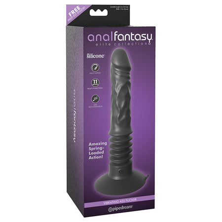 Anal Fantasy Elite Vibrating Ass Fucker 12 in. Thrusting Dildo With Suction Cup Black - Not Very Vanilla