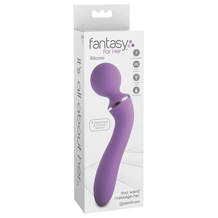 Pipedream Fantasy For Her Duo Wand Massage-Her Rechargeable Silicone Dual-Ended Vibrator Purple - Not Very Vanilla