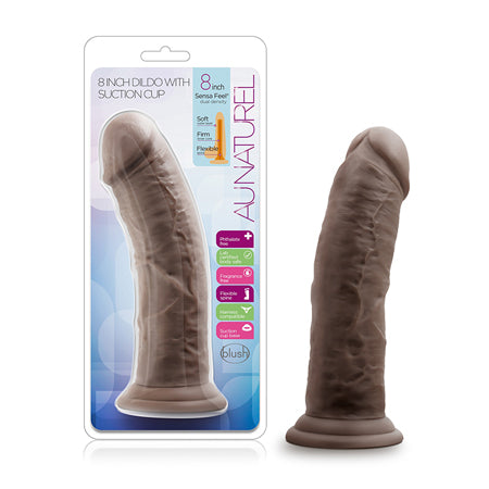 Blush Au Naturel 8 in. Posable Dual Density Dildo with Suction Cup Brown - Not Very Vanilla