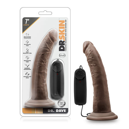 Blush Dr. Skin Dr. Dave Realistic 7 in. Vibrating Dildo with Suction Cup Brown - Not Very Vanilla