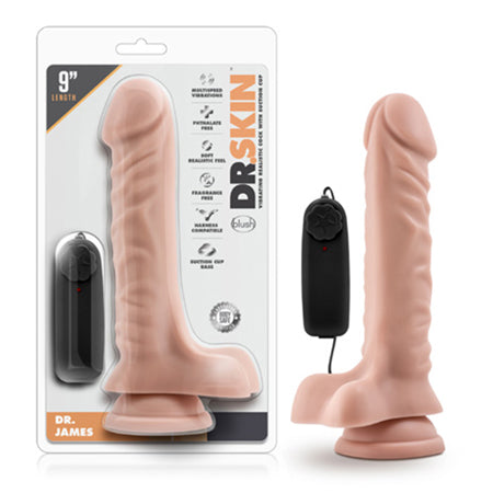 Blush Dr. Skin Dr. James Realistic 9 in. Vibrating Dildo with Balls & Suction Cup Beige - Not Very Vanilla