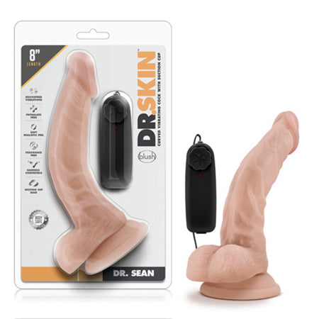 Blush Dr. Skin Dr. Sean Realistic 8 in. Vibrating Dildo with Balls & Suction Cup Beige - Not Very Vanilla