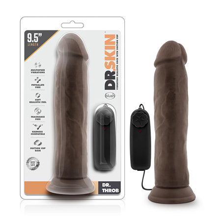 Blush Dr. Skin Dr. Throb Realistic 9.5 in. Vibrating Dildo with Suction Cup Brown - Not Very Vanilla