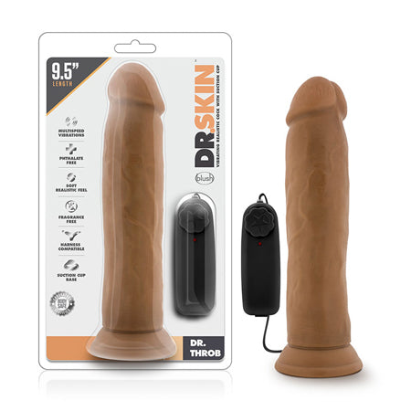 Blush Dr. Skin Dr. Throb Realistic 9.5 in. Vibrating Dildo with Suction Cup Tan - Not Very Vanilla