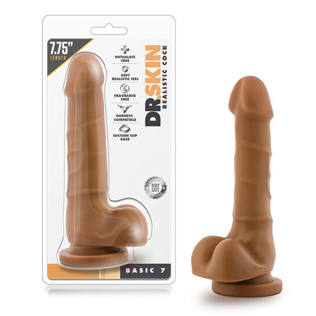 Blush Dr. Skin Basic 7 Realistic 7.75 in. Dildo with Balls & Suction Cup Tan - Not Very Vanilla