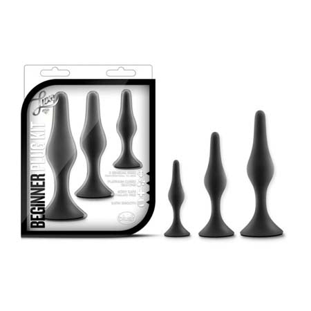 Blush Luxe 3-Piece Silicone Beginner Plug Kit Black - Not Very Vanilla