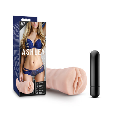 Blush M for Men Ashley Vagina Stroker with Bullet Vibrator Beige - Not Very Vanilla