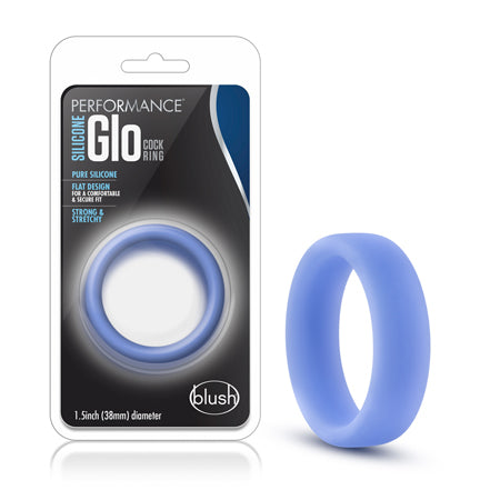 Blush Performance Silicone Glo Cock Ring Blue Glow - Not Very Vanilla