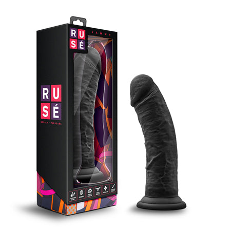 Blush Ruse Jammy Realistic 8 in. Silicone Dildo with Suction Cup Black - Not Very Vanilla