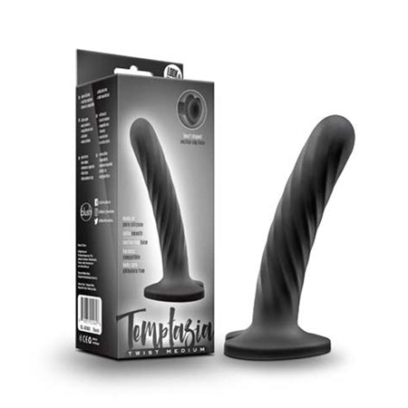 Blush Temptasia Twist 5.5 in. Curved Dildo with Heart-Shaped Suction Cup Medium Black - Not Very Vanilla