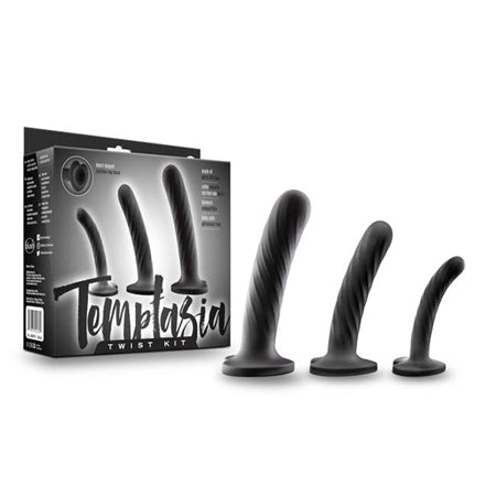 Blush Temptasia Twist Kit 3-Piece Silicone Dildo Set Black - Not Very Vanilla