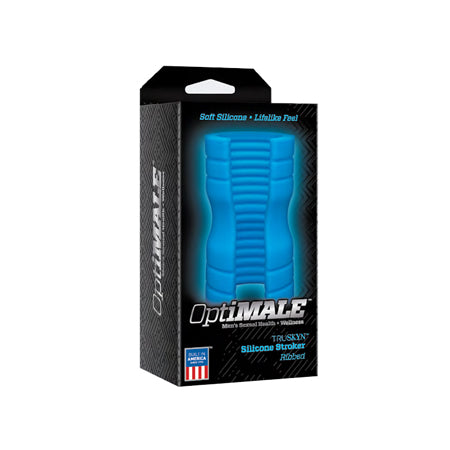 OptiMALE TRUSKYN Silicone Stroker Ribbed Blue - Not Very Vanilla