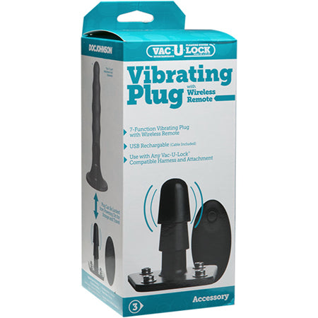 Vac-U-Lock Vibrating Plug with Snaps & Wireless Remote Black - Not Very Vanilla