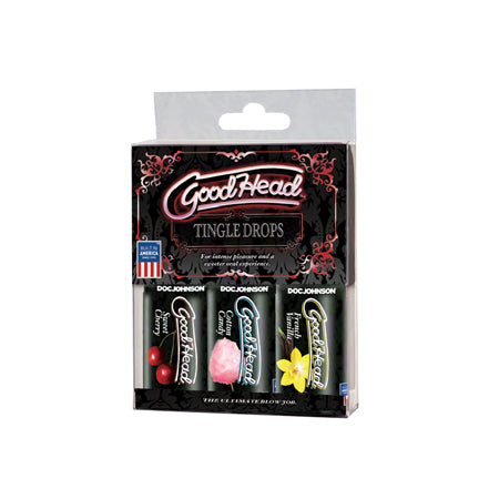 GoodHead Tingle Drops 3-Pack French Vanilla, Cotton Candy, Sweet Cherry - Not Very Vanilla