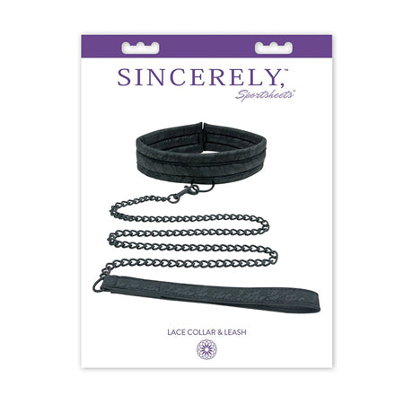 Sincerely, Sportsheets Lace Adjustable Collar & Leash Black - Not Very Vanilla