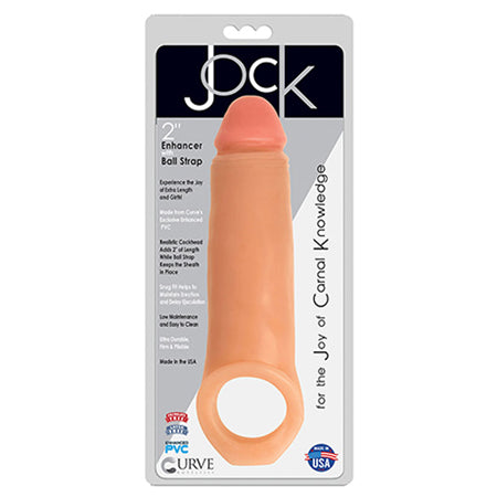 Curve Toys Jock 2 in. Enhancer with Ball Strap Extension Sheath Beige - Not Very Vanilla